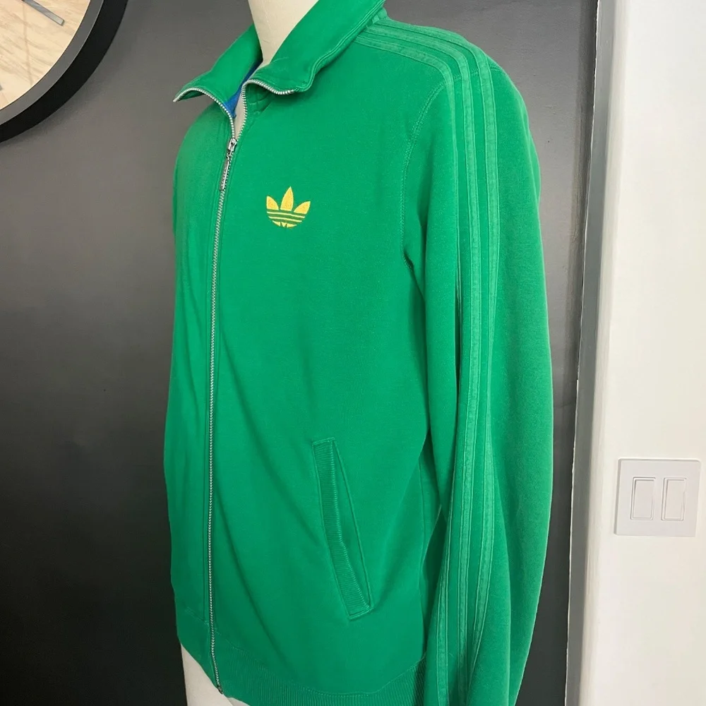 Adidas Vintage Green Cotton Blend Men's‎ Sweatshirt with Original Logo, Medium